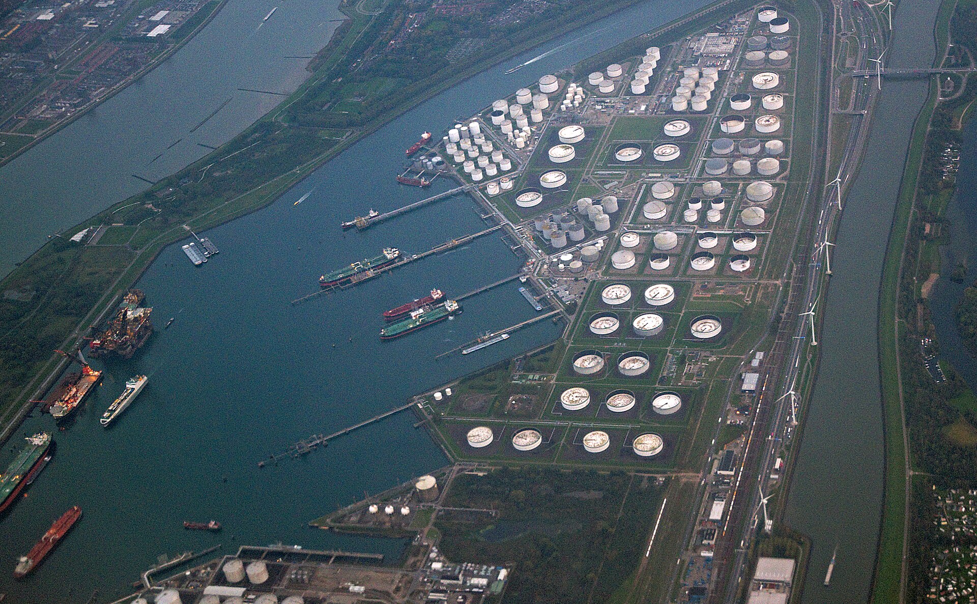 Aerial view of a petroleum harbour - request a quote