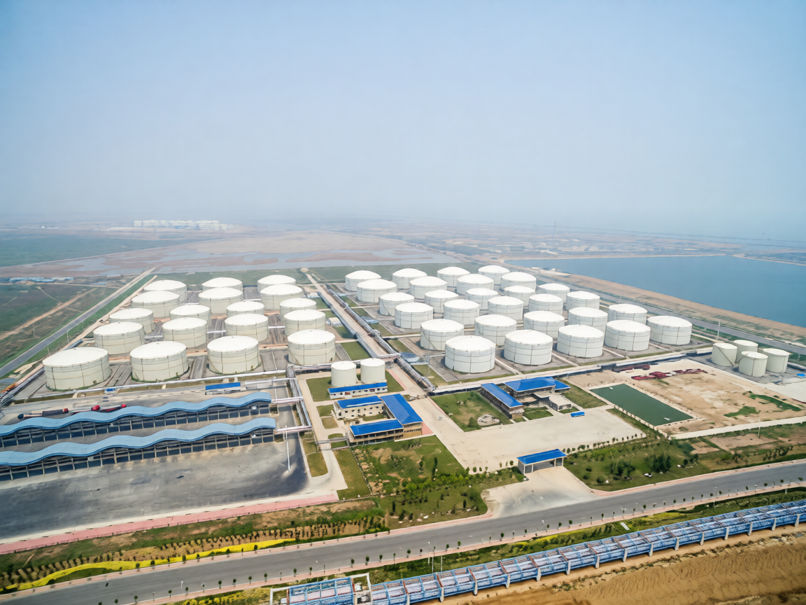Large fuel storage tanks at a petroleum facility in China